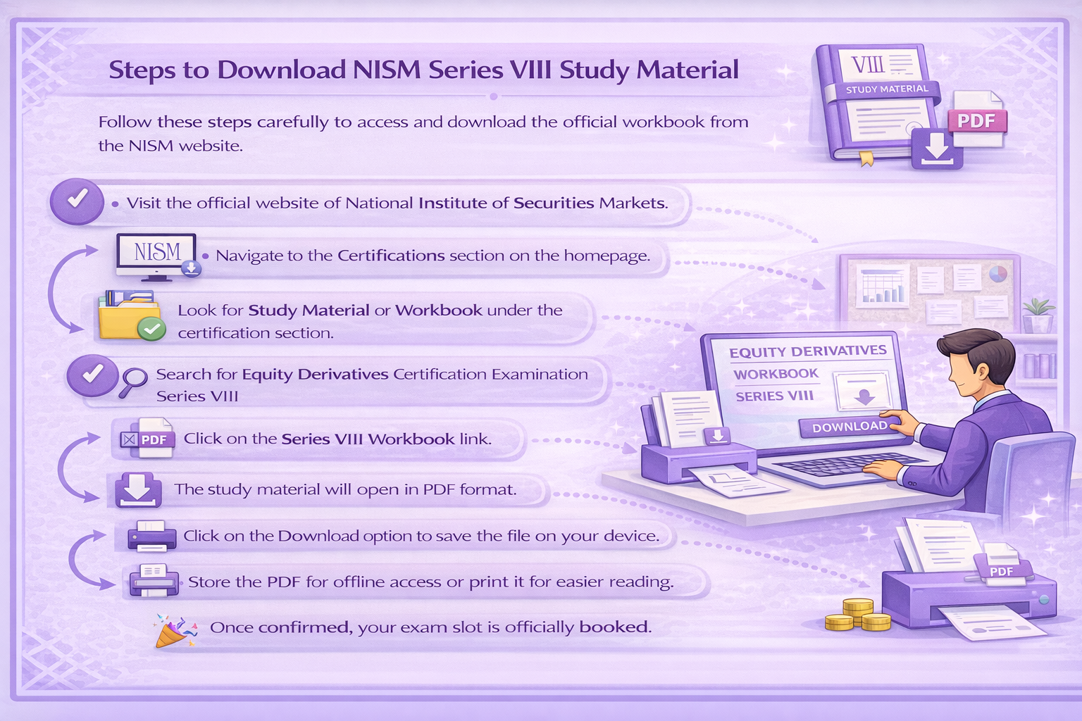 Steps to Download NISM Series VIII Study Material Infographic